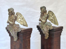 Load image into Gallery viewer, 19TH Gorgeous PAIR antique Winged Angel Putti Statue Church Altar Salvage Bronze
