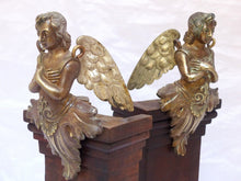 Load image into Gallery viewer, 19TH Gorgeous PAIR antique Winged Angel Putti Statue Church Altar Salvage Bronze
