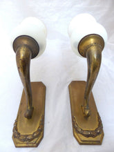 Load image into Gallery viewer, Gorgeous Pair Wall Light Sconces ART DECO Bronze France 1920
