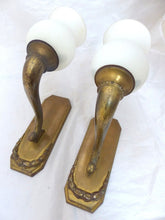 Load image into Gallery viewer, Gorgeous Pair Wall Light Sconces ART DECO Bronze France 1920
