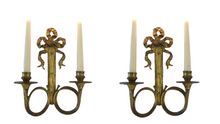 Load image into Gallery viewer, Antique PAIR French Louis XVI Wall Light Sconce Candlestick Gilded Bronze 1900
