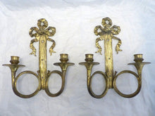 Load image into Gallery viewer, Antique PAIR French Louis XVI Wall Light Sconce Candlestick Gilded Bronze 1900
