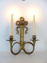 Load image into Gallery viewer, Antique PAIR French Louis XVI Wall Light Sconce Candlestick Gilded Bronze 1900
