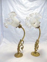 Load image into Gallery viewer, Antique PAIR French Gilded Bronze Wall Light Sconce Chimera 2x Rare Shades
