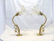 Load image into Gallery viewer, Antique PAIR French Gilded Bronze Wall Light Sconce Chimera 2x Rare Shades
