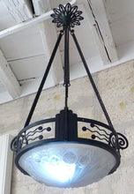 Load image into Gallery viewer, XL Large Antique French ART DECO Ceiling Suspension Chandelier 1930 Signed DEGUE
