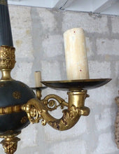 Load image into Gallery viewer, XL Antique French 6 Arms Ormolu Bronze Tole Chandelier Ceiling Empire Style RARE
