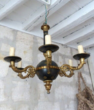 Load image into Gallery viewer, XL Antique French 6 Arms Ormolu Bronze Tole Chandelier Ceiling Empire Style RARE
