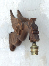 Load image into Gallery viewer, Pair Vintage French Carved Wood Gothic Chimera Wall Light Sconce Gargoye #3
