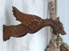 Load image into Gallery viewer, Pair Vintage French Carved Wood Gothic Chimera Wall Light Sconce Gargoye #3
