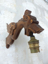 Load image into Gallery viewer, Pair Vintage French Carved Wood Gothic Chimera Wall Light Sconce Gargoye #3
