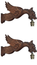 Load image into Gallery viewer, Pair Vintage French Carved Wood Gothic Chimera Wall Light Sconce Gargoye #3
