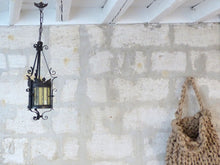 Load image into Gallery viewer, Charming French Lantern Gothic Castle Tole Iron Late 19TH Chandelier Ceiling
