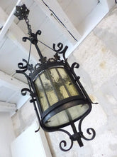 Load image into Gallery viewer, Charming French Lantern Gothic Castle Tole Iron Late 19TH Chandelier Ceiling
