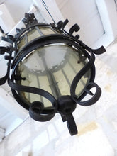 Load image into Gallery viewer, Charming French Lantern Gothic Castle Tole Iron Late 19TH Chandelier Ceiling
