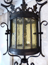 Load image into Gallery viewer, Charming French Lantern Gothic Castle Tole Iron Late 19TH Chandelier Ceiling
