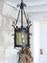 Load image into Gallery viewer, Charming French Lantern Gothic Castle Tole Iron Late 19TH Chandelier Ceiling
