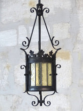 Load image into Gallery viewer, Charming French Lantern Gothic Castle Tole Iron Late 19TH Chandelier Ceiling
