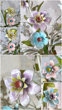 Load image into Gallery viewer, Charming Florentine Chandelier Ceiling Painted Metal Tole Flowers 60&#39;s Italian
