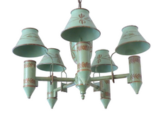 Load image into Gallery viewer, French Antique Chandelier Quinquet 5 Lights Painted Tole 19TH Directoire Empire
