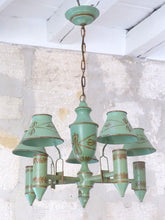 Load image into Gallery viewer, French Antique Chandelier Quinquet 5 Lights Painted Tole 19TH Directoire Empire
