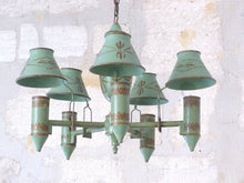 Load image into Gallery viewer, French Antique Chandelier Quinquet 5 Lights Painted Tole 19TH Directoire Empire
