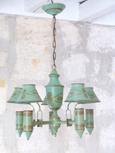 Load image into Gallery viewer, French Antique Chandelier Quinquet 5 Lights Painted Tole 19TH Directoire Empire
