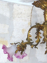 Load image into Gallery viewer, 19TH Excpt Large French Gilded Bronze Louis XV Rococo Chandelier 5 fires Shades
