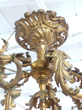 Load image into Gallery viewer, 19TH Excpt Large French Gilded Bronze Louis XV Rococo Chandelier 5 fires Shades
