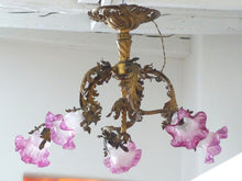 Load image into Gallery viewer, 19TH Excpt Large French Gilded Bronze Louis XV Rococo Chandelier 5 fires Shades
