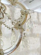 Load image into Gallery viewer, Gorgeous antique 1940 Venetian Murano Ball Ceiling Chandelier Crystal Prism Cage
