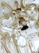 Load image into Gallery viewer, Gorgeous antique 1940 Venetian Murano Ball Ceiling Chandelier Crystal Prism Cage
