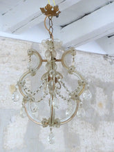 Load image into Gallery viewer, Gorgeous antique 1940 Venetian Murano Ball Ceiling Chandelier Crystal Prism Cage
