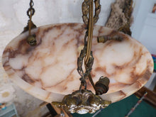 Load image into Gallery viewer, 1900 Gorgeous Antique French Carved Alabaster Pendant Chandelier Ceiling Cherub
