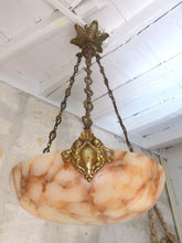 Load image into Gallery viewer, 1900 Gorgeous Antique French Carved Alabaster Pendant Chandelier Ceiling Cherub
