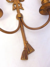 Load image into Gallery viewer, Vintage Pair French Empire Wall Light Sconce 2 Light Gilded Bronze brass 1960
