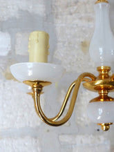 Load image into Gallery viewer, Vintage Chandelier White Opaline Cup 1960 MURANO RARE 5 lights Gilded metal
