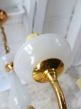 Load image into Gallery viewer, Vintage Chandelier White Opaline Cup 1960 MURANO RARE 5 lights Gilded metal
