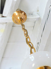 Load image into Gallery viewer, Vintage Chandelier White Opaline Cup 1960 MURANO RARE 5 lights Gilded metal
