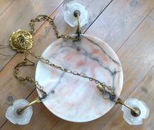 Load image into Gallery viewer, 1920 Gorgeous Antique French Alabaster Pendant Chandelier Ceiling Bronze Profile
