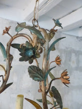 Load image into Gallery viewer, Gorgeous Italian Vintage Tole Louis XVI Chandelier iron Flower Foliage 1950
