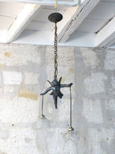 Load image into Gallery viewer, 1920 RARE French Spelter Cherub Suspension Ceiling Chandelier  Angel Putti 9&quot;
