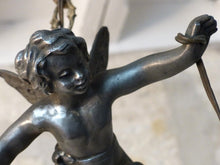 Load image into Gallery viewer, 1920 RARE French Spelter Cherub Suspension Ceiling Chandelier  Angel Putti 9&quot;
