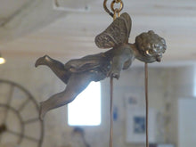 Load image into Gallery viewer, 1920 RARE French Spelter Cherub Suspension Ceiling Chandelier  Angel Putti 9&quot;
