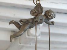 Load image into Gallery viewer, 1920 RARE French Spelter Cherub Suspension Ceiling Chandelier  Angel Putti 9&quot;
