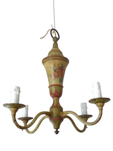 Load image into Gallery viewer, French Antique Chandelier 4 Lights Painted Tole 19TH Directoire Empire Style
