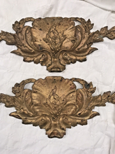 Load image into Gallery viewer, PAIR 19TH Antique French Gilded Bronze Shell Pediment 16&quot; Hardware Salvage 209
