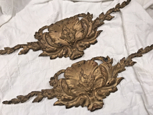 Load image into Gallery viewer, PAIR 19TH Antique French Gilded Bronze Shell Pediment 16&quot; Hardware Salvage 209
