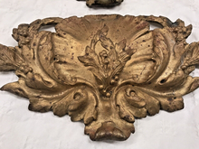 Load image into Gallery viewer, PAIR 19TH Antique French Gilded Bronze Shell Pediment 16&quot; Hardware Salvage 209
