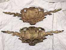 Load image into Gallery viewer, PAIR 19TH Antique French Gilded Bronze Shell Pediment 16&quot; Hardware Salvage 209
